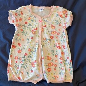 Petit Bateau Floral Pajama Romper - Size 2T